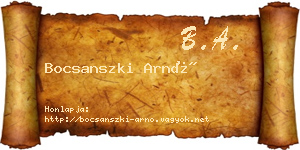 Bocsanszki Arnó névjegykártya